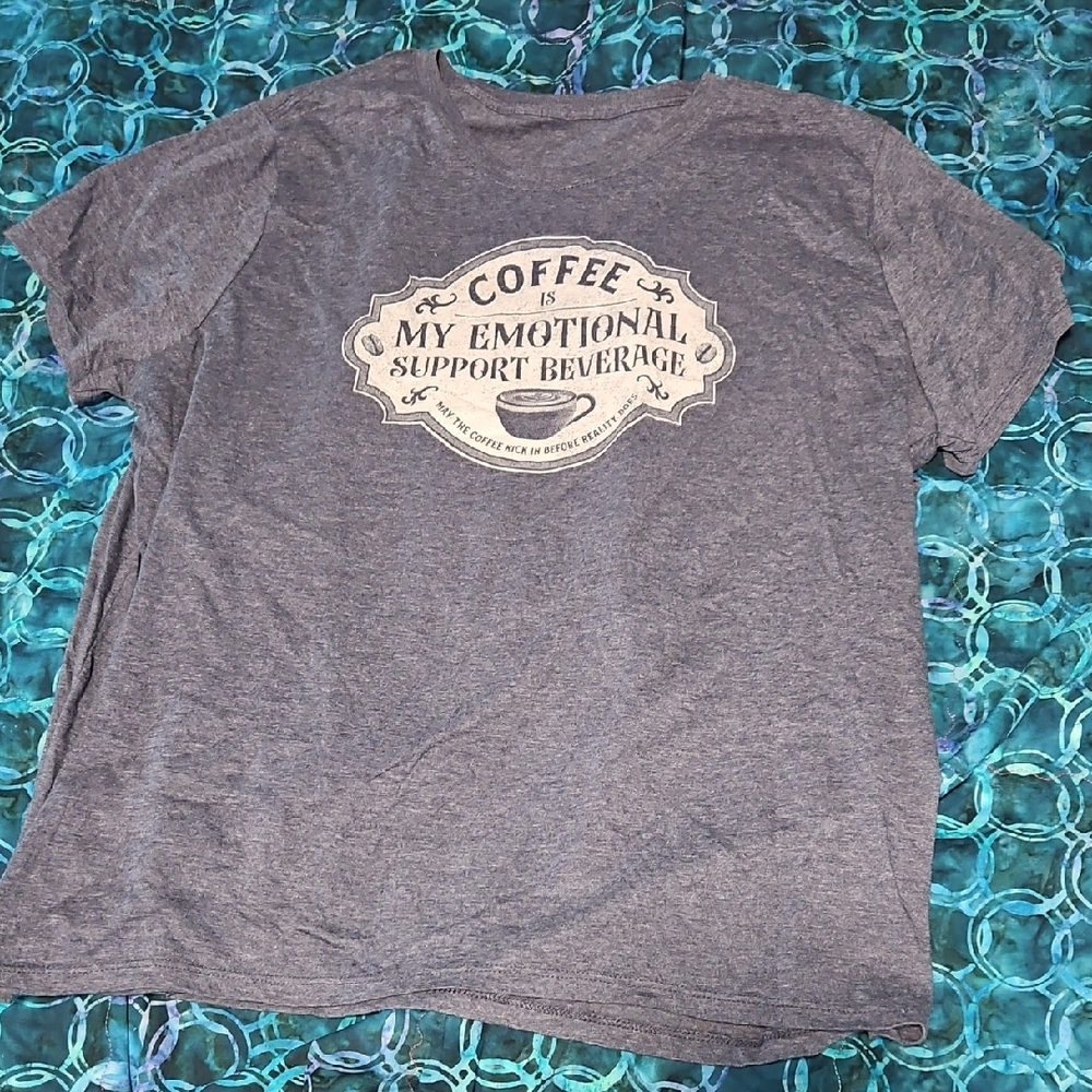 Women's  Gray Short Sleeve Tee - Coffee Print